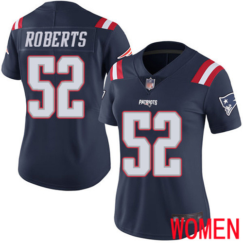 New England Patriots Football #52 Rush Vapor Limited Navy Blue Women Elandon Roberts NFL Jersey